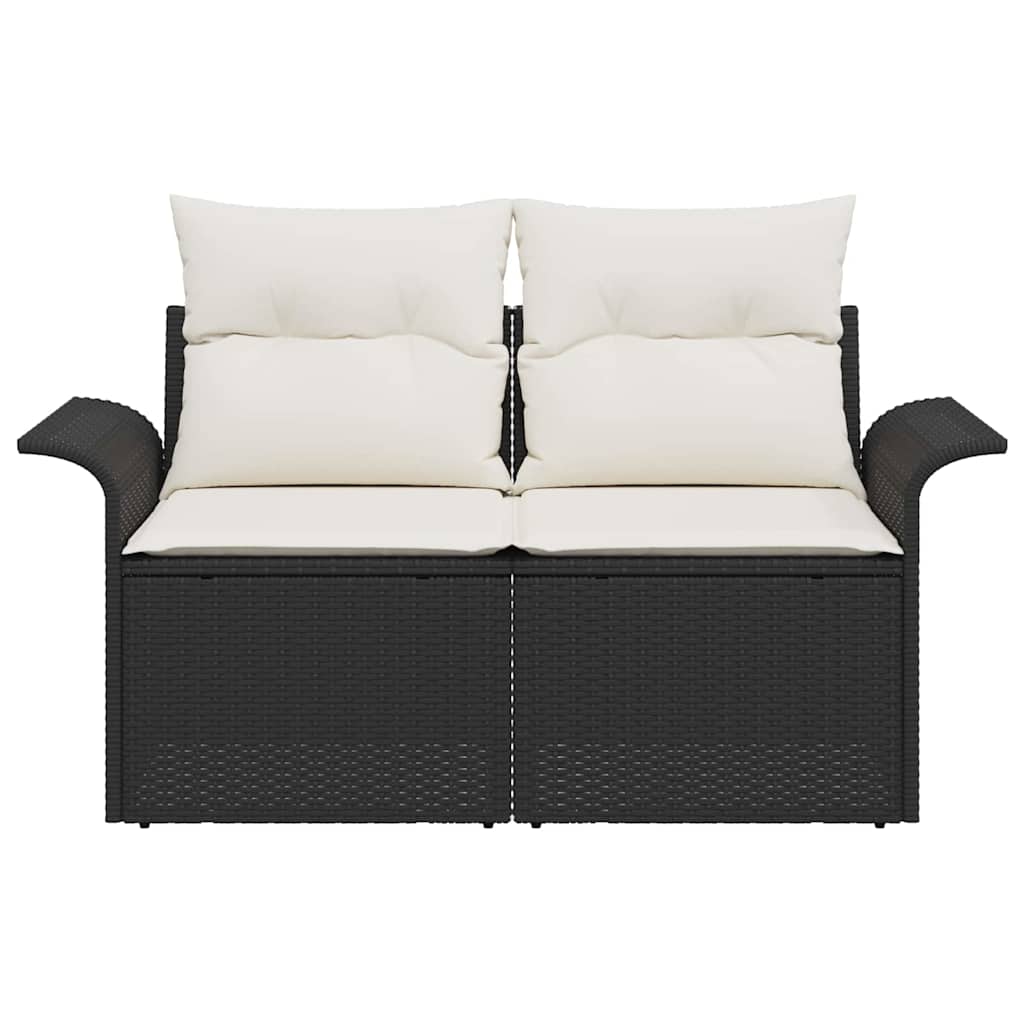 Gartensofa mit Kissen Schwarz 141 x 62 x 69cm Poly-Rattan